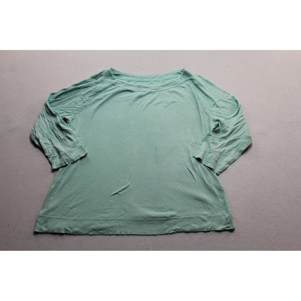 Chico's T-Shirt Women Large Teal Good 3/4 Sleeve Pima Cotton Boatneck Top